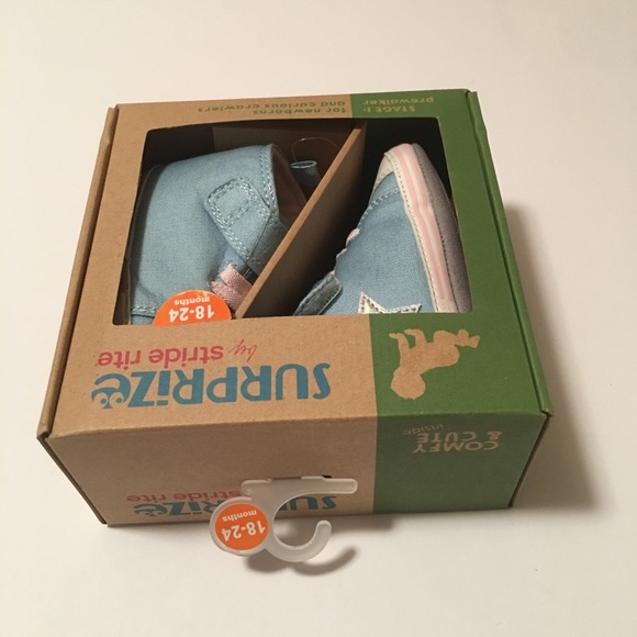 Baby Sneakers Blue Pink 18-24M High Tops - Picture 6 of 7